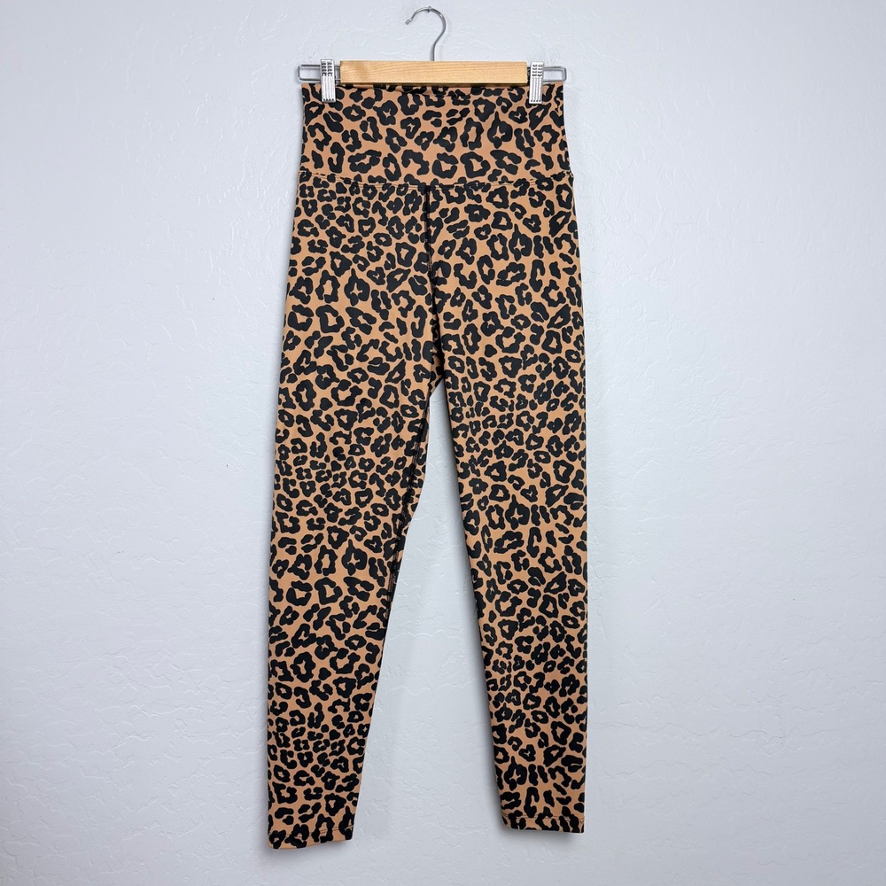 Beach Riot Sport Leopard Print Leggings High Waist Tan Black Large Made in USA